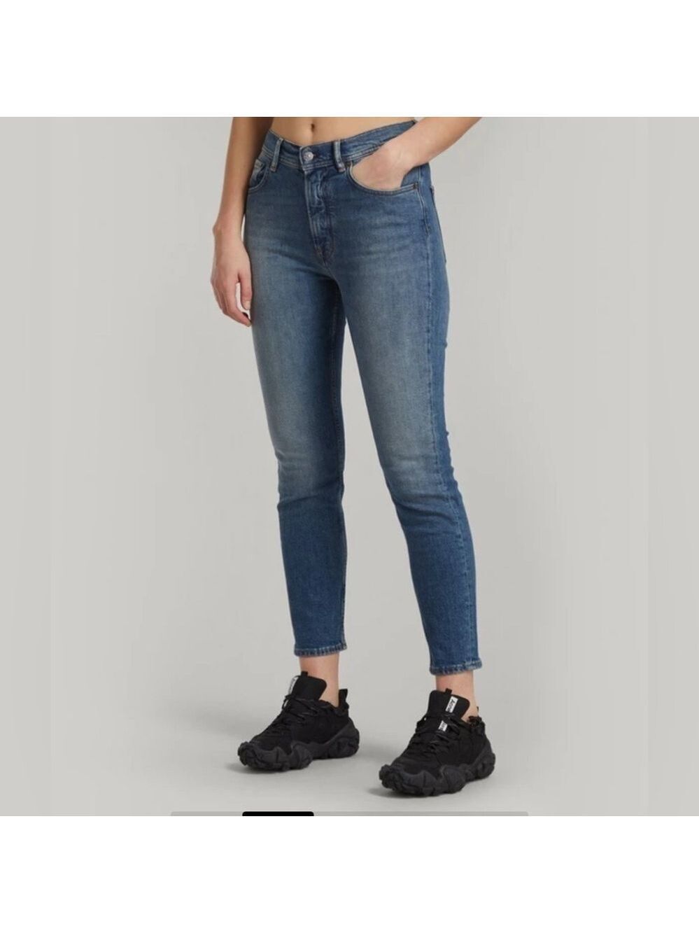 Acne Studios Melk High Rise Slim Tapered Fit Jeans SZ 26 Mid Blue